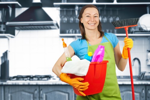 Communal area cleaning in a Bermondsey mixed-use commercial building